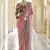 peach dori, zari and sequins embroidered organza wedding saree with art silk blouse