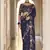 navy blue thread, dori and sequins embroidered organza party wear saree