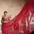 Red Zari, Sequins And Dori Embroidered Organza Party Wear Wedding Saree