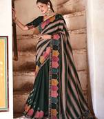 Bewitching Black Zari, Dori, Sequins Embroidered Georgette Party And Festive Saree