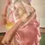 Pink embroidered organza saree with blouse
