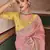 Pink embroidered organza saree with blouse