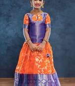 Shivangi Girls Blue Peace Lilly Pattupavadai