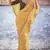 Mustard embroidered organza saree with blouse