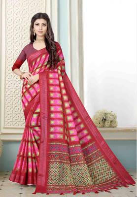Adorable Weaving Border Digital printed Linen Saree 1