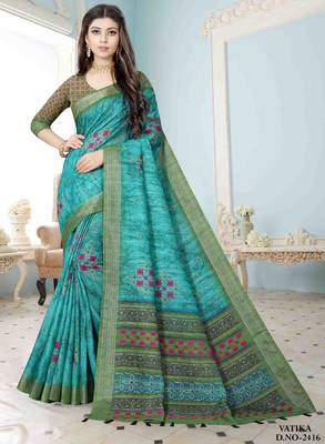 Adorable Weaving Border Digital printed Linen Saree 1