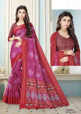 Adorable Weaving Border Digital printed Linen Saree 1