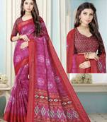 Adorable Weaving Border Digital printed Linen Saree