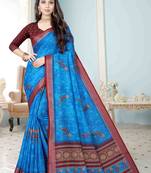 Adorable Weaving Border Digital printed Linen Saree