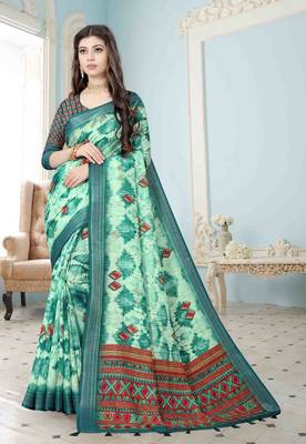 Adorable Weaving Border Digital printed Linen Saree 1