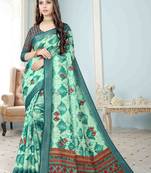 Adorable Weaving Border Digital printed Linen Saree