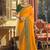 Dark orange plain silk blend saree with blouse