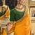 Dark orange plain silk blend saree with blouse