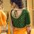 Dark orange plain silk blend saree with blouse