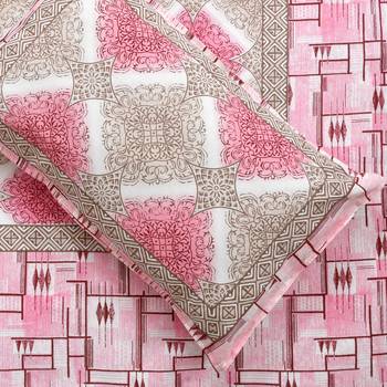 Rajasthani Traditional Jaipuri Pure Cotton King Size Double Bedsheet With 2 Pillow Covers Sets 2