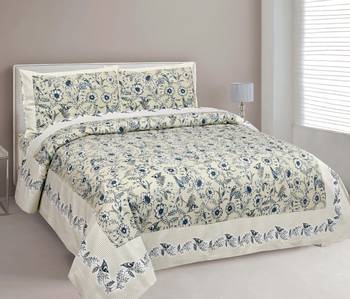 Cotton Printed King Size Double Bedsheet with 2 Pillow Covers Set 1