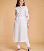 White printed cotton kurtas-and-kurtis