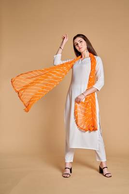Yellow printed cotton kurta-sets 4