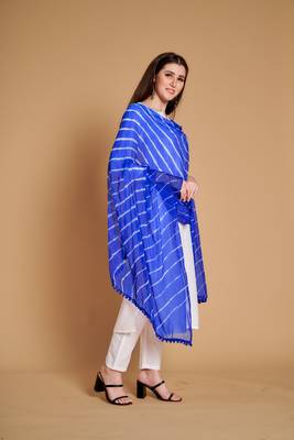 Royal-blue printed cotton kurta-sets 3