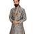 Men Silver Jacquard Silk Dhoti Kurta Set