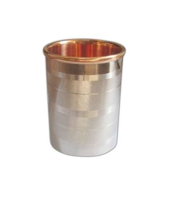Prisha India Craft Luxury Design Steel Copper Glass Tumbler  Drinkware & Serveware Set  Capacity 250 ML 1