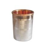 Prisha India Craft Luxury Design Steel Copper Glass Tumbler  Drinkware & Serveware Set  Capacity 250 ML