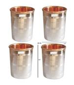 Prisha India Craft Luxury Design Steel Copper Glass Tumbler  Drinkware & Serveware Set  Capacity 250 ML  Set of 4