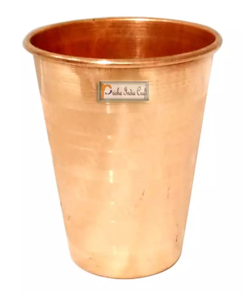 Prisha India Craft Pure Copper Glass Tumbler Luxury Design  Drinkware & Serveware   Capacity 350 ML