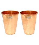 Prisha India Craft Pure Copper Glass Tumbler Luxury Design  Drinkware & Serveware   Capacity 350 ML   Set of 2
