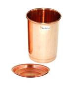 Prisha India Craft Pure Copper Glass Tumbler  Drinkware & Glassware with Coaster  Capacity 300 ML