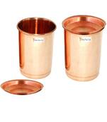 Prisha India Craft Pure Copper Glass Tumbler  Drinkware & Glassware Set  350 ML  Set of 2