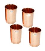 Prisha India Craft Copper Glass Tumbler Set  300 ML  Set of 4