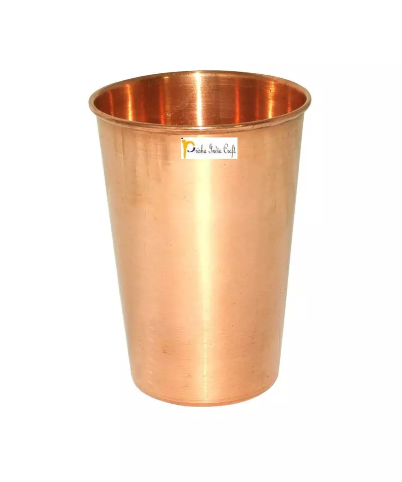 Prisha India Craft Copper Water Glass Tumbler  450 ML