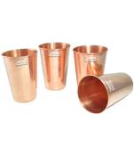 Prisha India Craft Pure Copper Glass Tumbler  Drinkware Set  Capacity 400 ML  Set of 4 Pieces