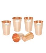 Prisha India Craft Copper Glass Ayurvedic Drinkware Tumbler  400 Ml  Set of 6  Brown  Standard