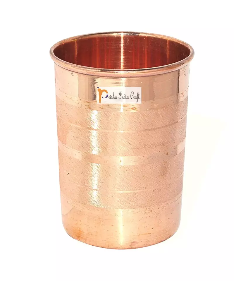 Prisha India Craft Copper Glass Tumbler  Good Health Benefit  Luxury Design   300 ML