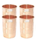 Prisha India Craft Pure Copper Glass Tumbler  Luxury Design  Capacity 300 ML Each  Set of 4