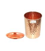 Prisha India Craft Pure Copper Glass Tumbler  Hammered Design  Capacity 250 ML  1 Piece