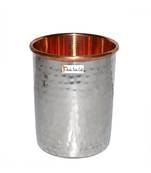 Prisha India Craft Hammered Design Steel Copper Glass Tumbler  Drinkware & Serveware Set  Capacity 250 ML