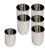 Prisha India Craft Stainless Steel Tumbler  300 Ml  Set of 6  Silver