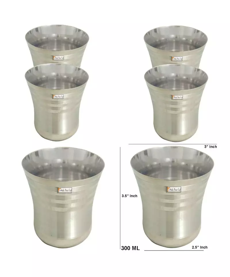 Stainless Steel Drinking Glass Each Capacity 300 ML Set of 6