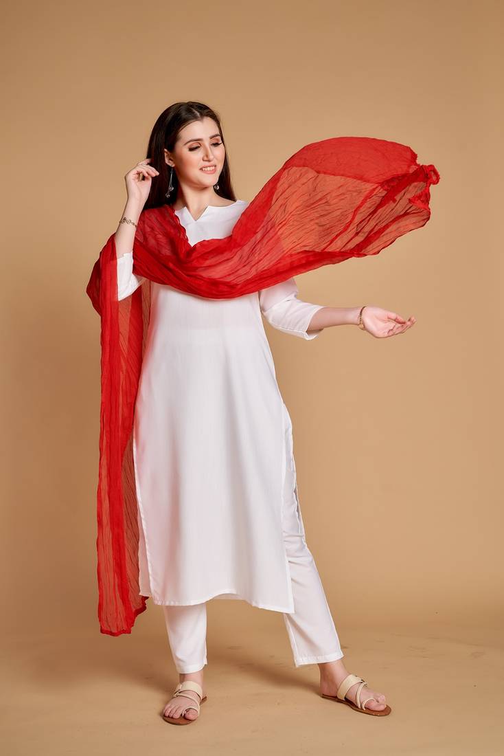 ASHWATH Women's Chiffon Plain Chunnis & Dupattas/Dupatta (2.25 Meter)