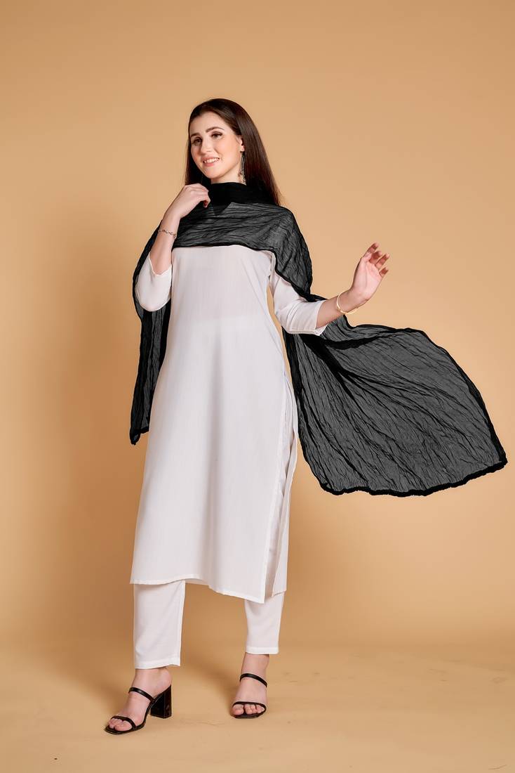 ASHWATH Women's Chiffon Plain Chunnis & Dupattas/Dupatta (2.25 Meter)