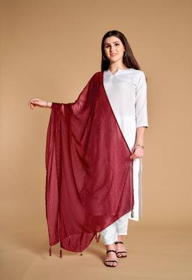ASHWATH Women's Chiffon Due Drop Foil Chunnis & Dupattas/Dupatta_2.25 Mtr 1