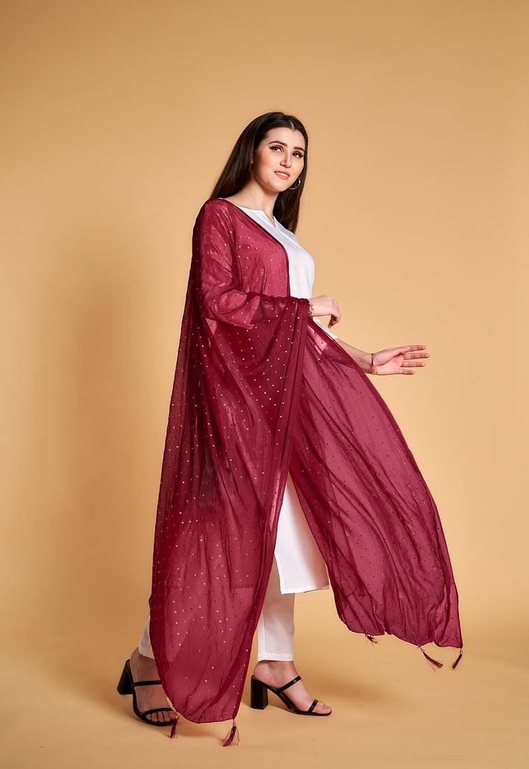 ASHWATH Women's Chiffon Due Drop Foil Chunnis & Dupattas/Dupatta_2.25 Mtr