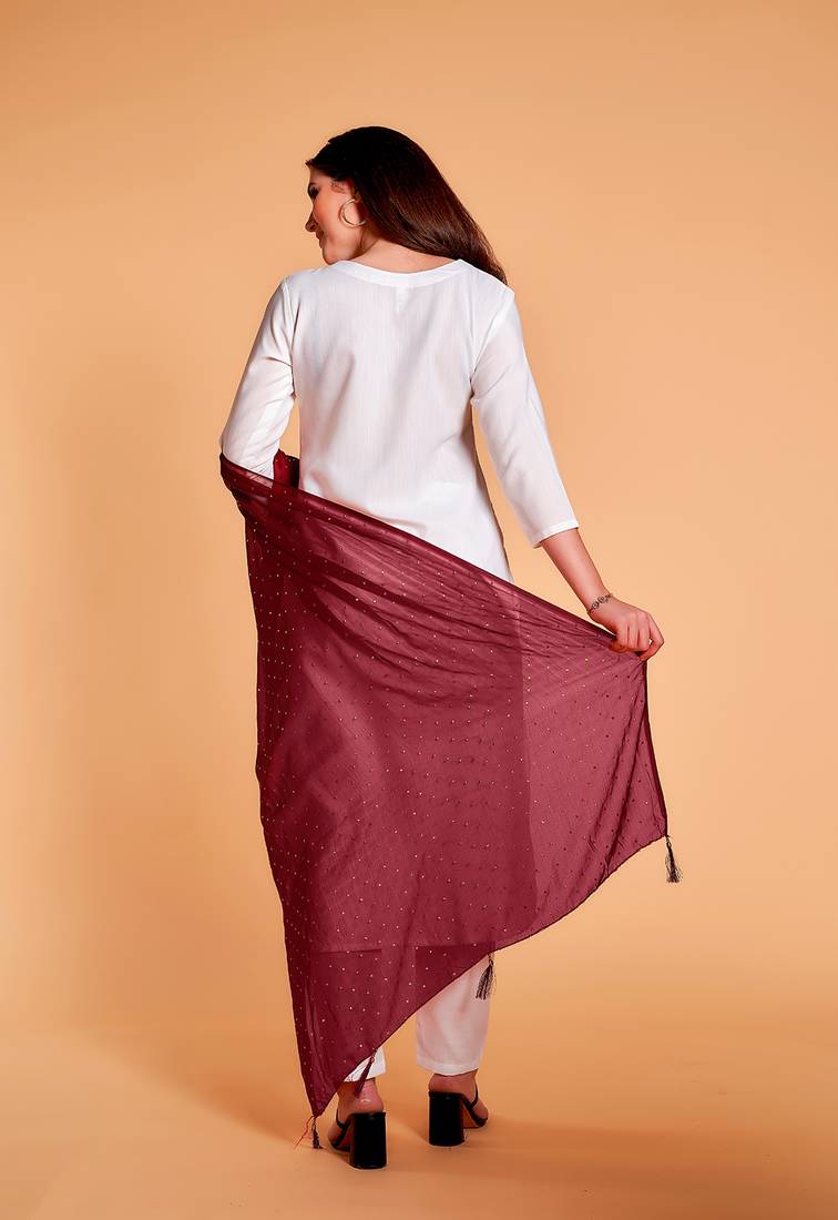 ASHWATH Women's Chiffon Due Drop Foil Chunnis & Dupattas/Dupatta_2.25 Mtr