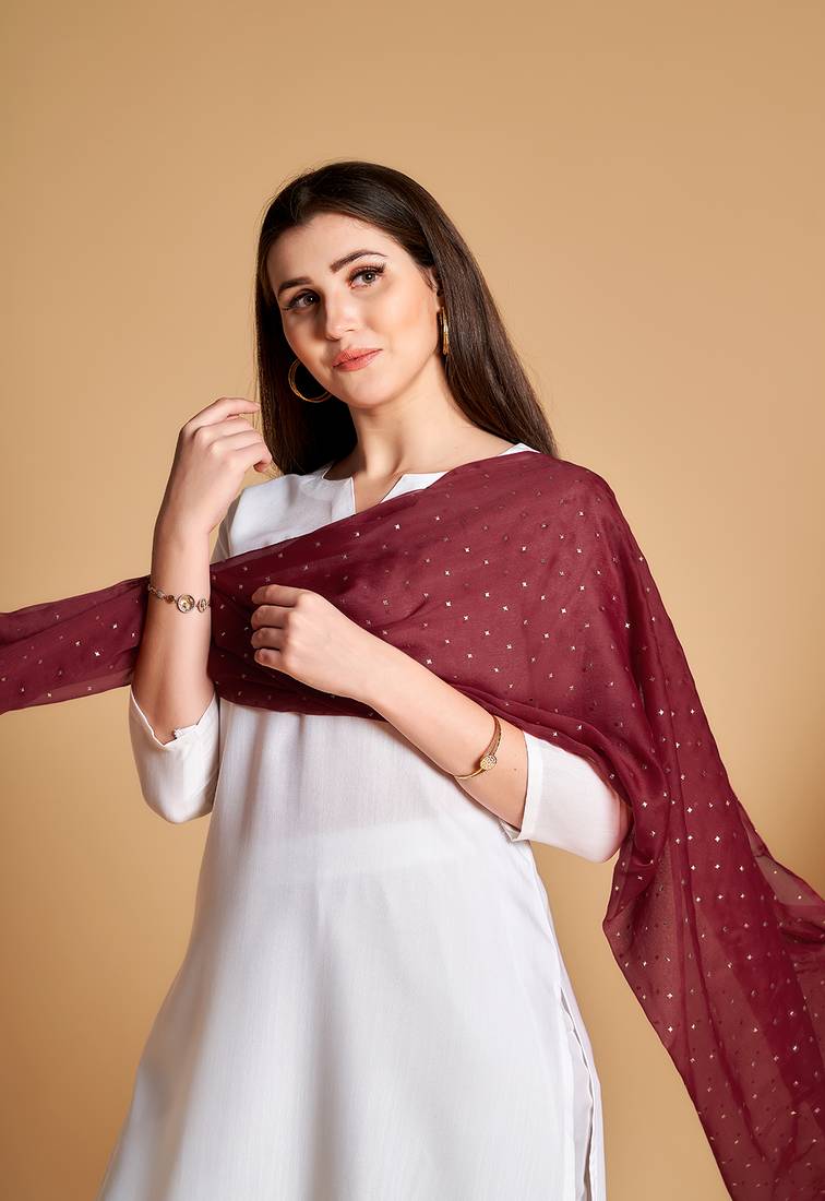 ASHWATH Women's Chiffon Due Drop Foil Chunnis & Dupattas/Dupatta_2.25 Mtr