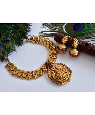 Antique kemp swan-Lakshmi designer necklace set dj-35300 1