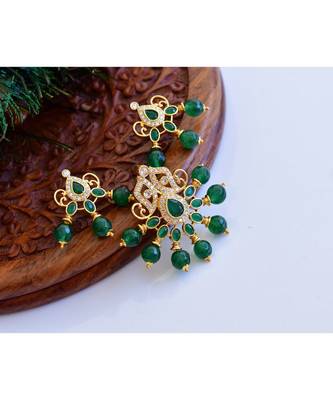 Gold tone white-emerald designer pendant set dj-35326 1