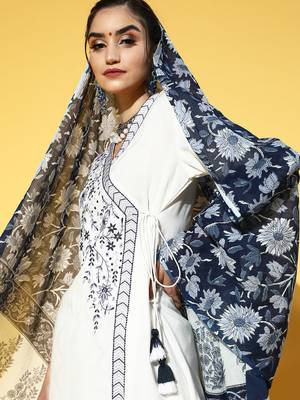 White embroidered rayon ethnic-kurtis 4